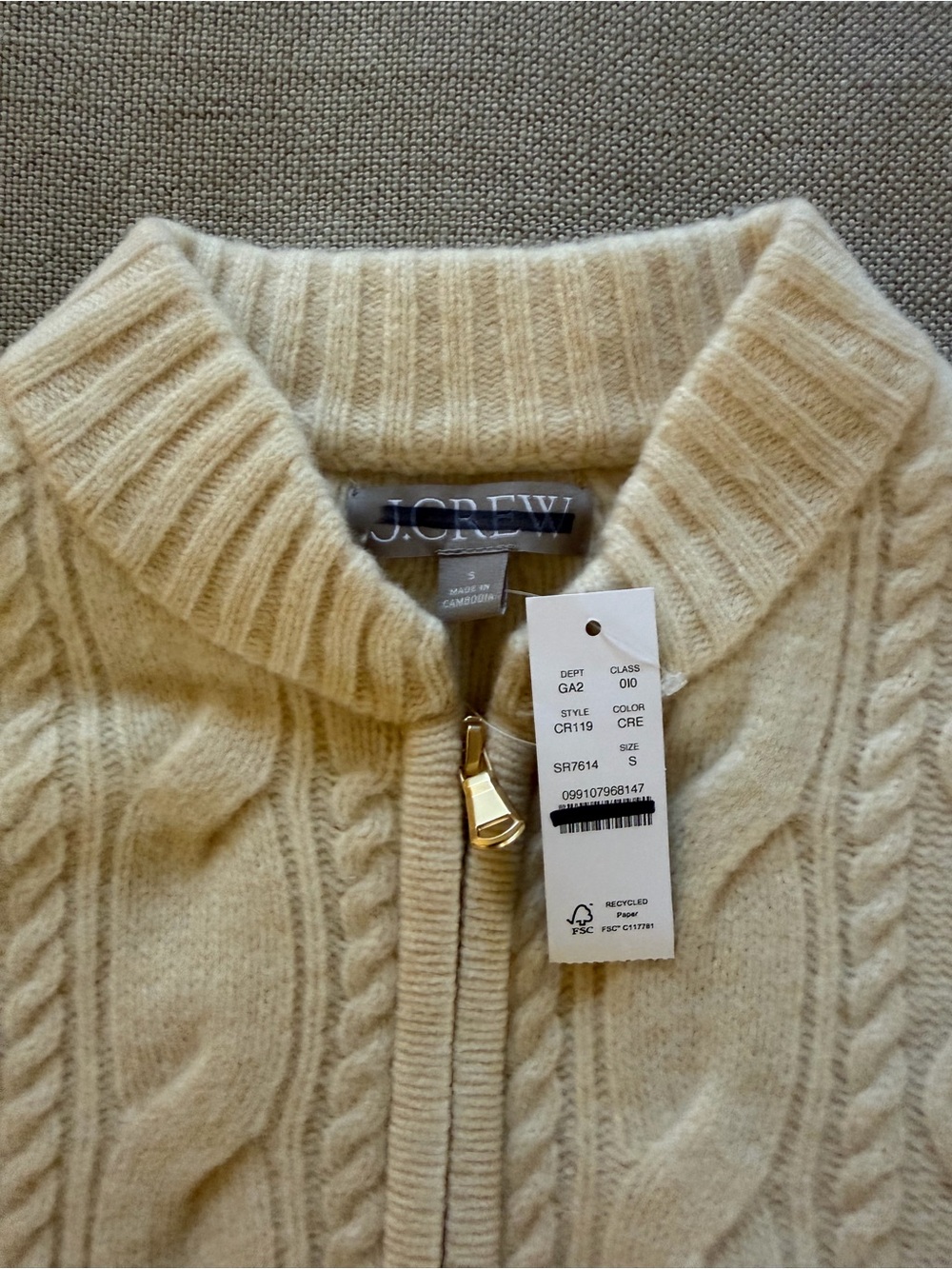 J CREW SMALL Wool cable-knit bomber jacket CR119 - Picture 5 of 7
